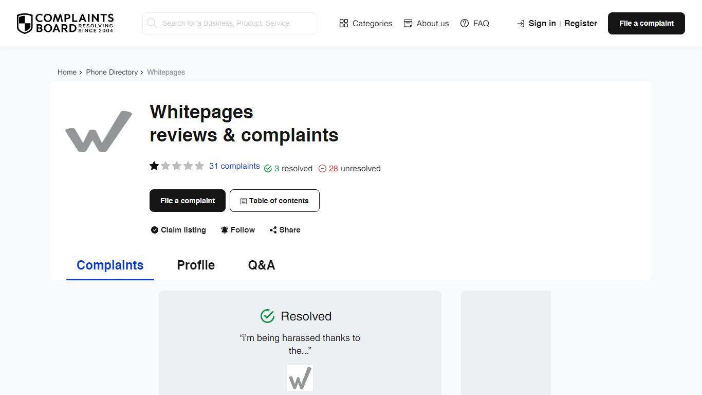 Whitepages: Reviews, Complaints, Customer Claims